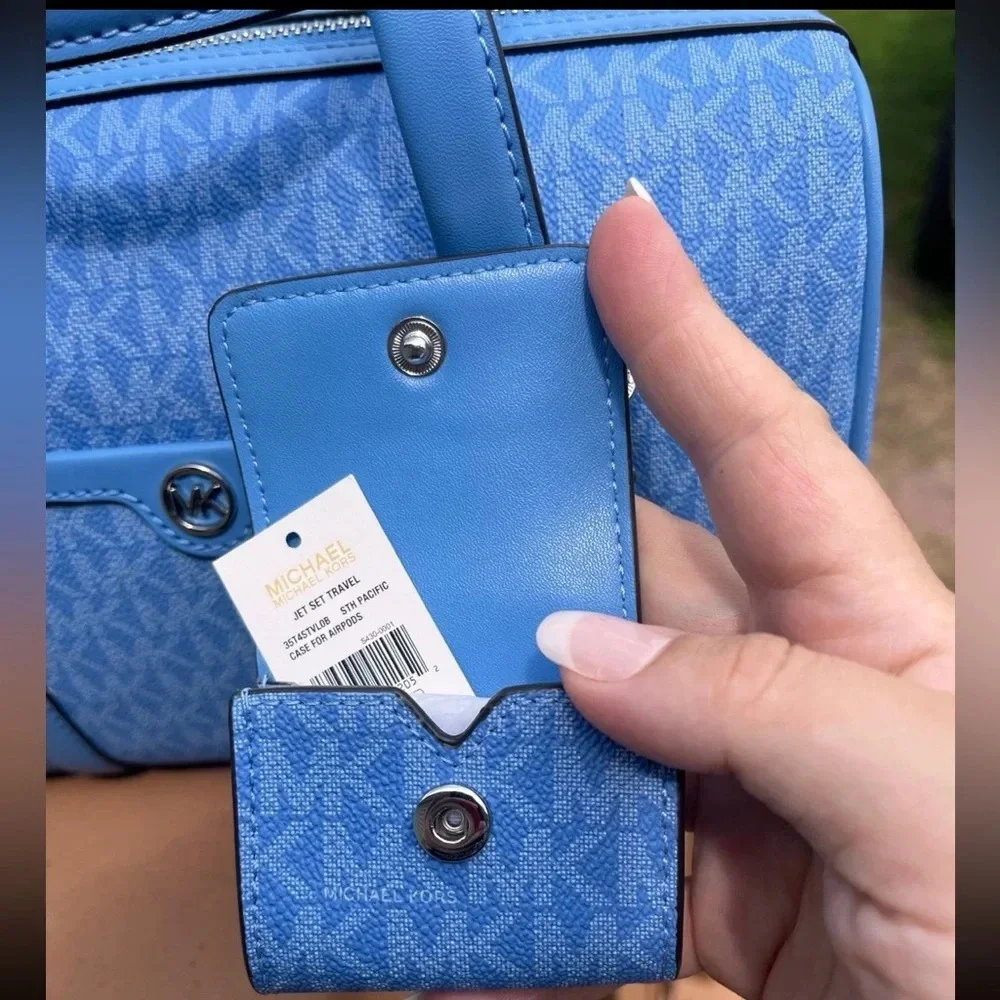 Michael Kors South Pacific Blue AirPods Case MK Logo NWT